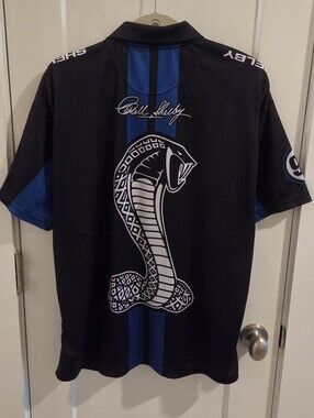 OFFICIAL Shelby Cobra "98" Racing Polo Shirt  Black & Royal Blue - Size Large